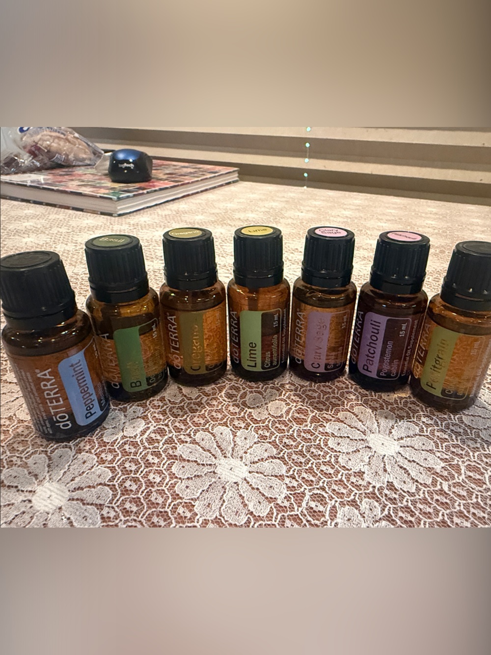 Lot of 7  Assorted Doterra Essential Oil Bottles 15 mL